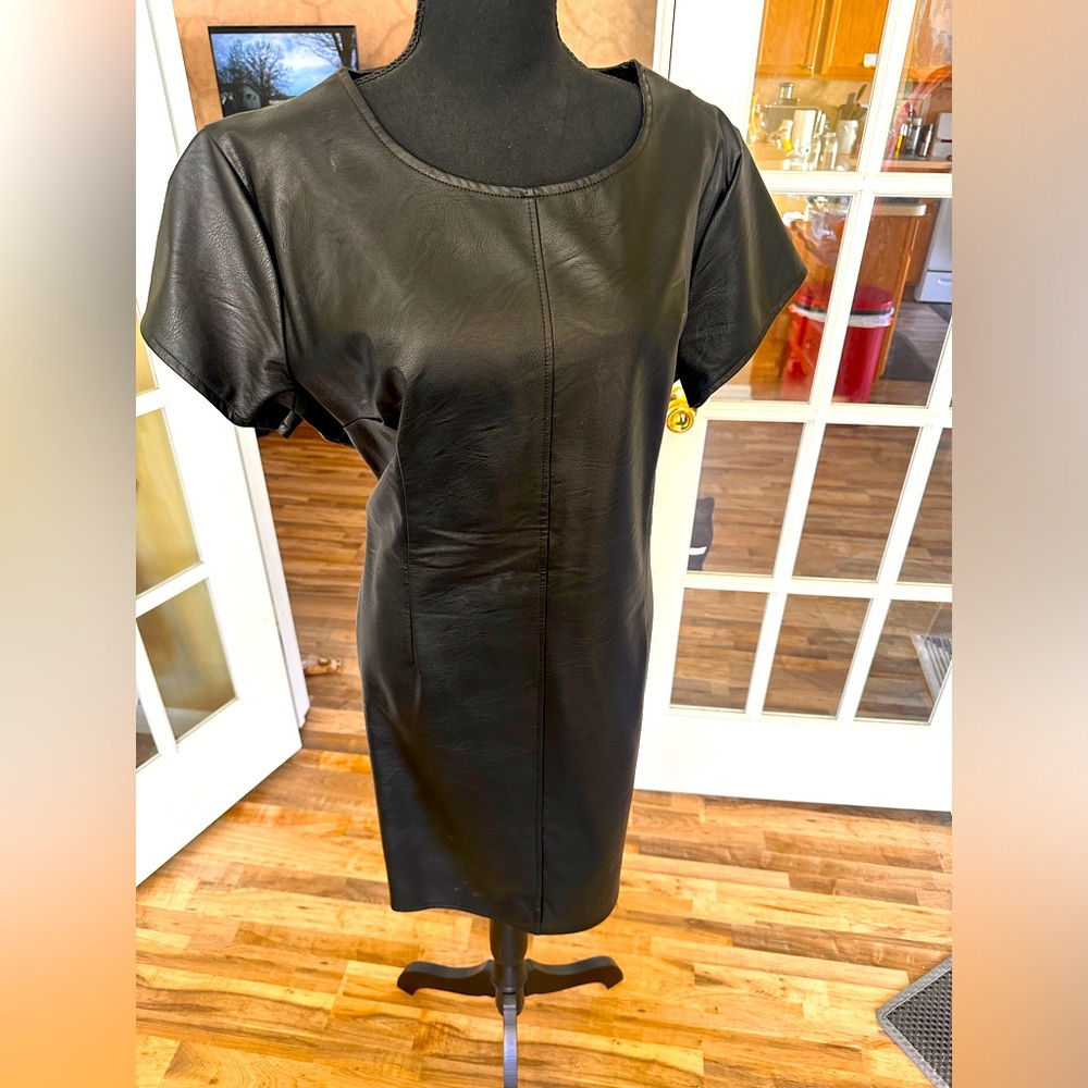 Boohoo pleather black mini one piece